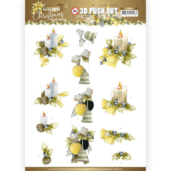 Golden Christmas Die Cut Decoupage - Christmas Candles