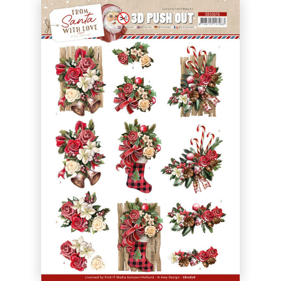 From Santa with Love  Die Cut Decoupage - Red Bow