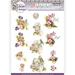 Purple Passion Die Cut Decoupage - Bird Parade