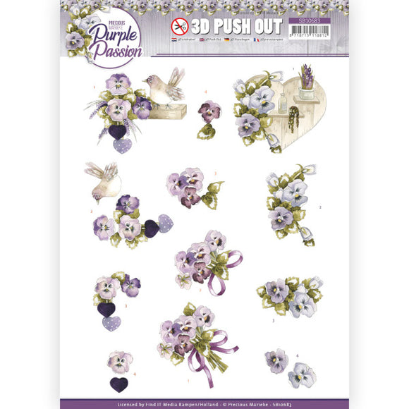Purple Passion Die Cut Decoupage - Purple Violets