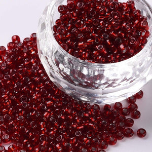 Glass Seed Bead 3mm Silver Lined Dark Red