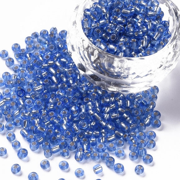 Glass Seed Bead 3mm Silver Lined Royal Blue