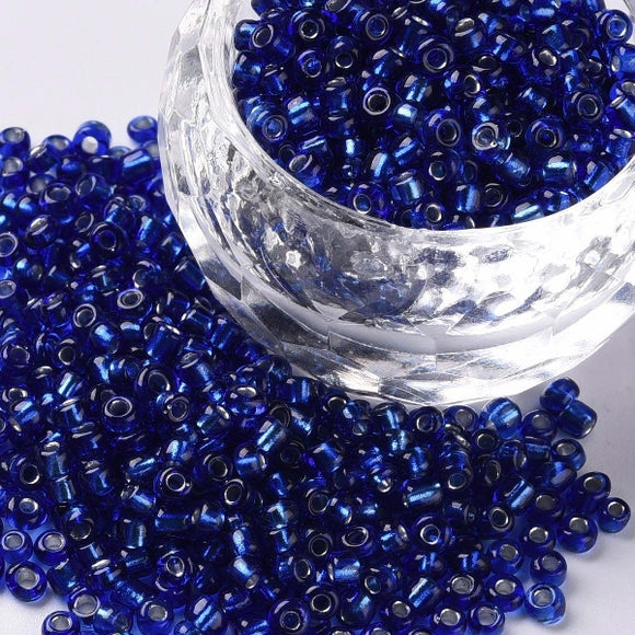 Glass Seed Bead 3mm Silver Lined Dark Blue