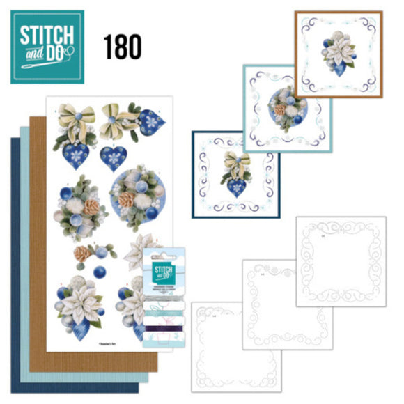 Stitch & Do Kit 180 - A Perfect Christmas - Blue Christmas Flowers