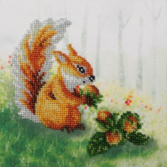 Squirrel with a Nut Beaded Embroidery Kit from VDV