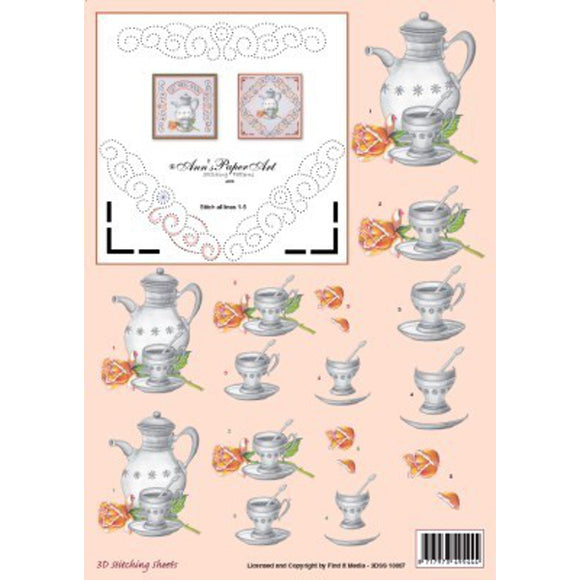 Ann's Stitching Sheet A806 with Tea sets