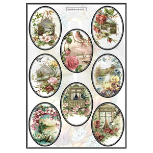 Pearlescent Floral Scenes Topper Sheet