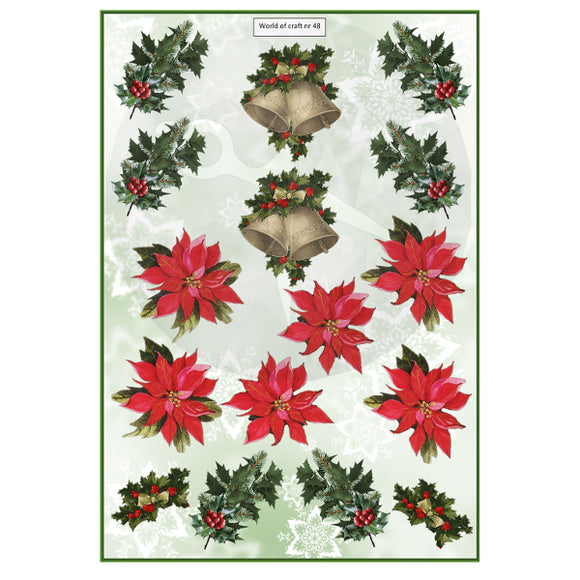Pearlescent Poinsettia, Bells & Holly Topper Sheet